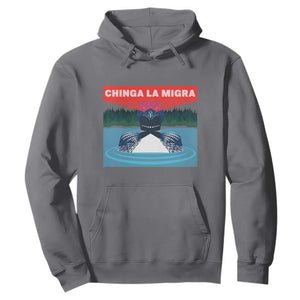 Chinga La Migra Red Eye Laser Loon Hoodie Political Resist Ice Minnesota Protest TS02 Charcoal Print Your Wear