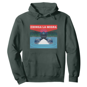 Chinga La Migra Red Eye Laser Loon Hoodie Political Resist Ice Minnesota Protest TS02 Dark Forest Green Print Your Wear