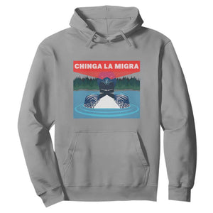 Chinga La Migra Red Eye Laser Loon Hoodie Political Resist Ice Minnesota Protest TS02 Sport Gray Print Your Wear