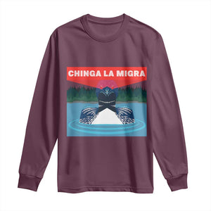Chinga La Migra Red Eye Laser Loon Long Sleeve Shirt Political Resist Ice Minnesota Protest TS02 Maroon Print Your Wear