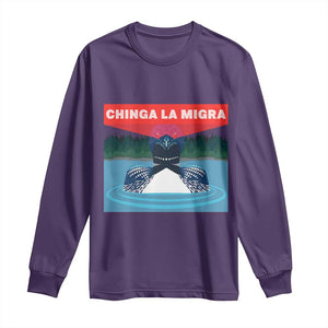Chinga La Migra Red Eye Laser Loon Long Sleeve Shirt Political Resist Ice Minnesota Protest TS02 Purple Print Your Wear