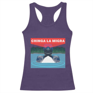Chinga La Migra Red Eye Laser Loon Racerback Tank Top Political Resist Ice Minnesota Protest TS02 Purple Print Your Wear