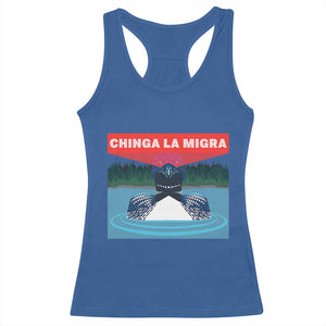 Chinga La Migra Red Eye Laser Loon Racerback Tank Top Political Resist Ice Minnesota Protest TS02 Royal Blue Print Your Wear