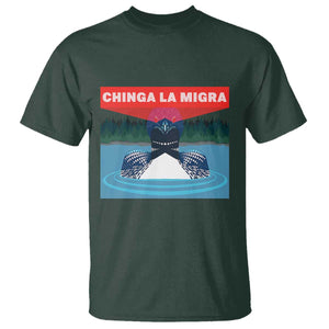 Chinga La Migra Red Eye Laser Loon T Shirt Political Resist Ice Minnesota Protest TS02 Dark Forest Green Print Your Wear