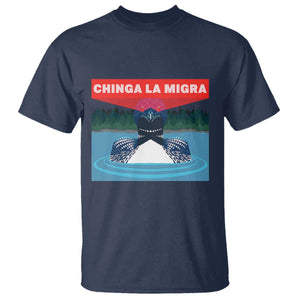 Chinga La Migra Red Eye Laser Loon T Shirt Political Resist Ice Minnesota Protest TS02 Navy Print Your Wear