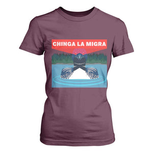 Chinga La Migra Red Eye Laser Loon T Shirt For Women Political Resist Ice Minnesota Protest TS02 Maroon Print Your Wear