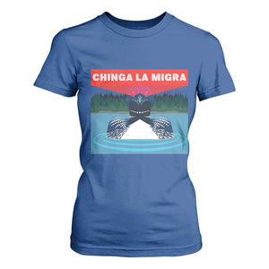 Chinga La Migra Red Eye Laser Loon T Shirt For Women Political Resist Ice Minnesota Protest TS02 Royal Blue Print Your Wear