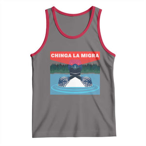 Chinga La Migra Red Eye Laser Loon Tank Top Political Resist Ice Minnesota Protest TS02 Deep Heather Red Print Your Wear