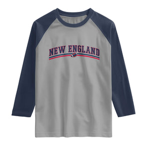 Vintage New England Pride Retro Varsity Athletic Style Graphic Raglan Shirt Game Day Sports Fan