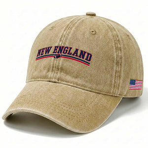 Vintage New England Pride Retro Varsity Athletic Style Graphic Washed Cotton Baseball Cap Game Day Sports Fan