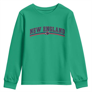 Vintage New England Pride Retro Varsity Athletic Style Graphic Youth Sweatshirt Game Day Sports Fan