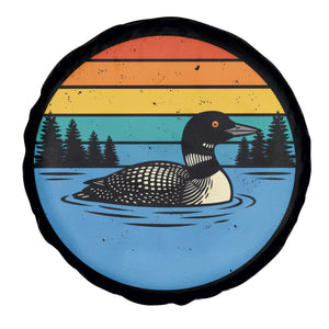Vintage Retro Sunset Loon Spare Tire Cover Lake Life Wildlife Nature Horizon TS02 No hole Black Print Your Wear