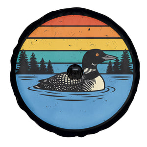 Vintage Retro Sunset Loon Spare Tire Cover Lake Life Wildlife Nature Horizon TS02 Black Print Your Wear