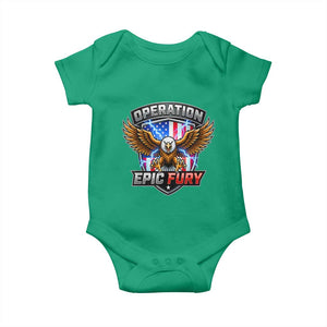 Operation Epic Fury Patriotic Bald Eagle Baby Onesie American Flag Shield Graphic Freedom Pride TS02 Irish Green Print Your Wear