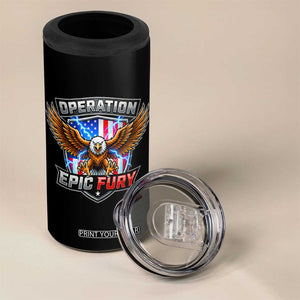 Operation Epic Fury Patriotic Bald Eagle 4 in 1 Can Cooler Tumbler American Flag Shield Graphic Freedom Pride TS02 Print Your Wear