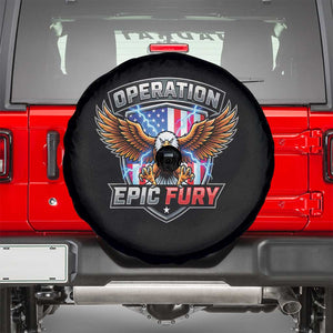 Operation Epic Fury Patriotic Bald Eagle Spare Tire Cover American Flag Shield Graphic Freedom Pride TS02 Black Print Your Wear