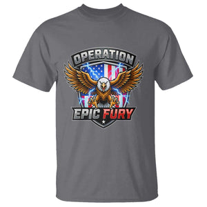 Operation Epic Fury Patriotic Bald Eagle T Shirt American Flag Shield Graphic Freedom Pride TS02 Charcoal Print Your Wear