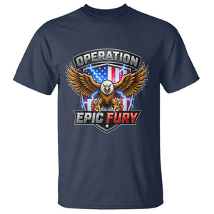 Operation Epic Fury Patriotic Bald Eagle T Shirt American Flag Shield Graphic Freedom Pride TS02 Navy Print Your Wear