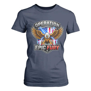 Operation Epic Fury Patriotic Bald Eagle T Shirt For Women American Flag Shield Graphic Freedom Pride TS02 Navy Print Your Wear