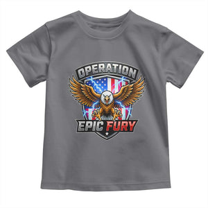 Operation Epic Fury Patriotic Bald Eagle Toddler T Shirt American Flag Shield Graphic Freedom Pride TS02 Charcoal Print Your Wear