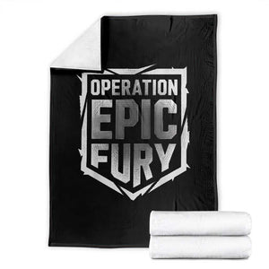 Operation Epic Fury Bold Tactical Shield Graphic Throw Blanket Strong Patriotic Statement Freedom Supporters TS02 Black Print Your Wear