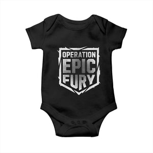 Operation Epic Fury Bold Tactical Shield Graphic Baby Onesie Strong Patriotic Statement Freedom Supporters TS02 Black Print Your Wear