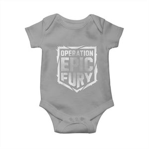 Operation Epic Fury Bold Tactical Shield Graphic Baby Onesie Strong Patriotic Statement Freedom Supporters TS02 Sport Gray Print Your Wear