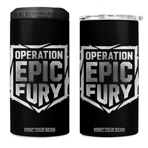 Operation Epic Fury Bold Tactical Shield Graphic 4 in 1 Can Cooler Tumbler Strong Patriotic Statement Freedom Supporters TS02 One Size: 16 oz Black Print Your Wear