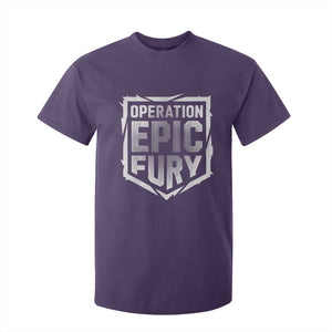 Operation Epic Fury Bold Tactical Shield Graphic T Shirt For Kid Strong Patriotic Statement Freedom Supporters TS02 Purple Print Your Wear