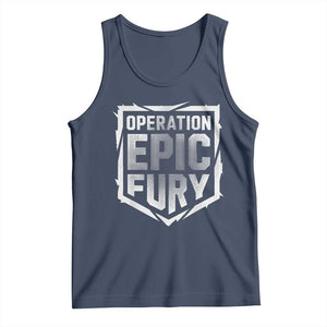 Operation Epic Fury Bold Tactical Shield Graphic Tank Top Strong Patriotic Statement Freedom Supporters TS02 Navy Print Your Wear