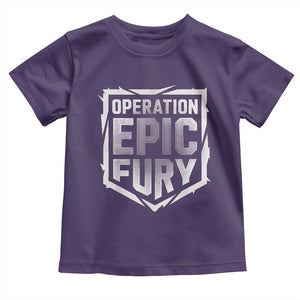 Operation Epic Fury Bold Tactical Shield Graphic Toddler T Shirt Strong Patriotic Statement Freedom Supporters TS02 Purple Print Your Wear