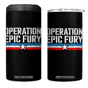 Operation Epic Fury Retro Patriotic Stripe 4 in 1 Can Cooler Tumbler Vintage American Strength Freedom Supporters TS02 One Size: 16 oz Black Print Your Wear