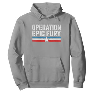 Operation Epic Fury Retro Patriotic Stripe Hoodie Vintage American Strength Freedom Supporters TS02 Sport Gray Print Your Wear