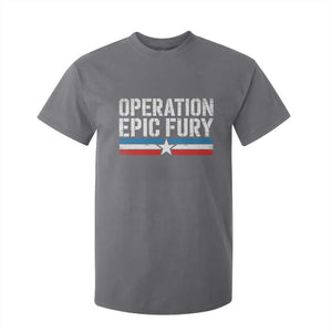 Operation Epic Fury Retro Patriotic Stripe T Shirt For Kid Vintage American Strength Freedom Supporters TS02 Charcoal Print Your Wear