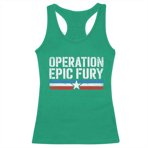 Operation Epic Fury Retro Patriotic Stripe Racerback Tank Top Vintage American Strength Freedom Supporters TS02 Irish Green Print Your Wear