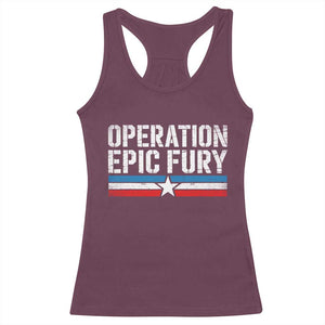 Operation Epic Fury Retro Patriotic Stripe Racerback Tank Top Vintage American Strength Freedom Supporters TS02 Maroon Print Your Wear