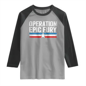 Operation Epic Fury Retro Patriotic Stripe Raglan Shirt Vintage American Strength Freedom Supporters TS02 Sport Gray Black Print Your Wear