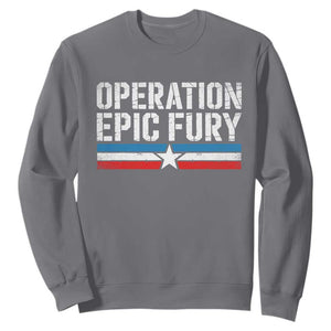 Operation Epic Fury Retro Patriotic Stripe Sweatshirt Vintage American Strength Freedom Supporters TS02 Charcoal Print Your Wear