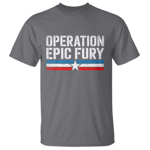 Operation Epic Fury Retro Patriotic Stripe T Shirt Vintage American Strength Freedom Supporters TS02 Charcoal Print Your Wear