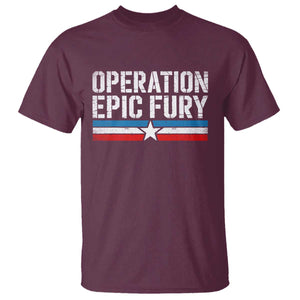 Operation Epic Fury Retro Patriotic Stripe T Shirt Vintage American Strength Freedom Supporters TS02 Maroon Print Your Wear