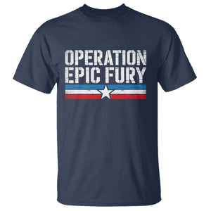 Operation Epic Fury Retro Patriotic Stripe T Shirt Vintage American Strength Freedom Supporters TS02 Navy Print Your Wear