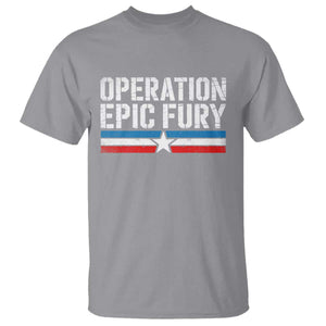 Operation Epic Fury Retro Patriotic Stripe T Shirt Vintage American Strength Freedom Supporters TS02 Sport Gray Print Your Wear