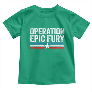 Operation Epic Fury Retro Patriotic Stripe Toddler T Shirt Vintage American Strength Freedom Supporters TS02 Irish Green Print Your Wear