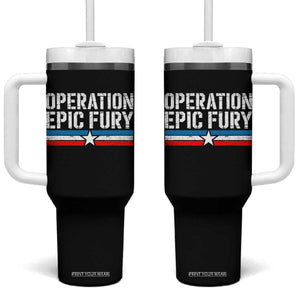 Operation Epic Fury Retro Patriotic Stripe Tumbler With Handle Vintage American Strength Freedom Supporters TS02 One Size: 40 oz Black Print Your Wear