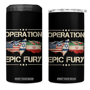 Operation Epic Fury USA Israel 4 in 1 Can Cooler Tumbler Patriotic Military Peace Through Strength TS02 One Size: 16 oz Black Print Your Wear