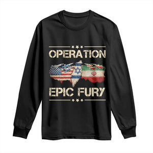Operation Epic Fury USA Israel Long Sleeve Shirt Patriotic Military Peace Through Strength TS02 Black Print Your Wear