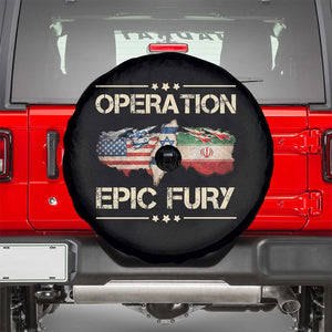 Operation Epic Fury USA Israel Spare Tire Cover Patriotic Military Peace Through Strength TS02 Black Print Your Wear
