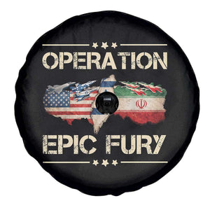 Operation Epic Fury USA Israel Spare Tire Cover Patriotic Military Peace Through Strength TS02 Print Your Wear