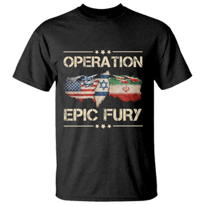 Operation Epic Fury USA Israel T Shirt Patriotic Military Peace Through Strength TS02 Black Print Your Wear
