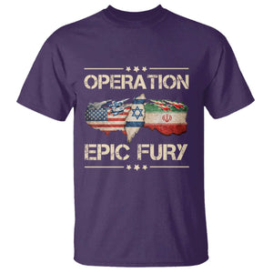Operation Epic Fury USA Israel T Shirt Patriotic Military Peace Through Strength TS02 Purple Print Your Wear